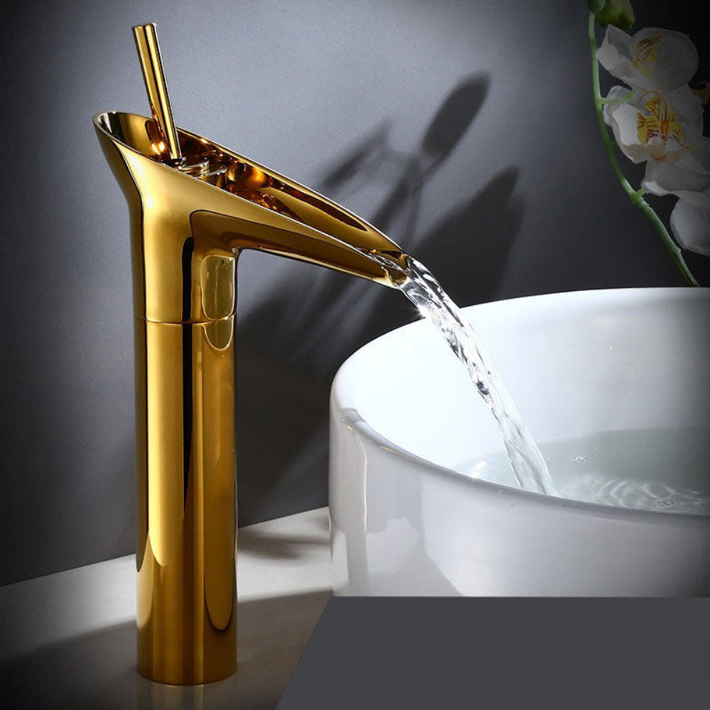 Antique Waterfall Bathroom Faucet – Brass Single Handle Sink Mixer with Elegant Design 11