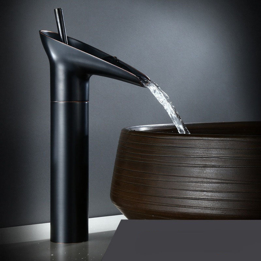 Antique Waterfall Bathroom Faucet – Brass Single Handle Sink Mixer with Elegant Design 7