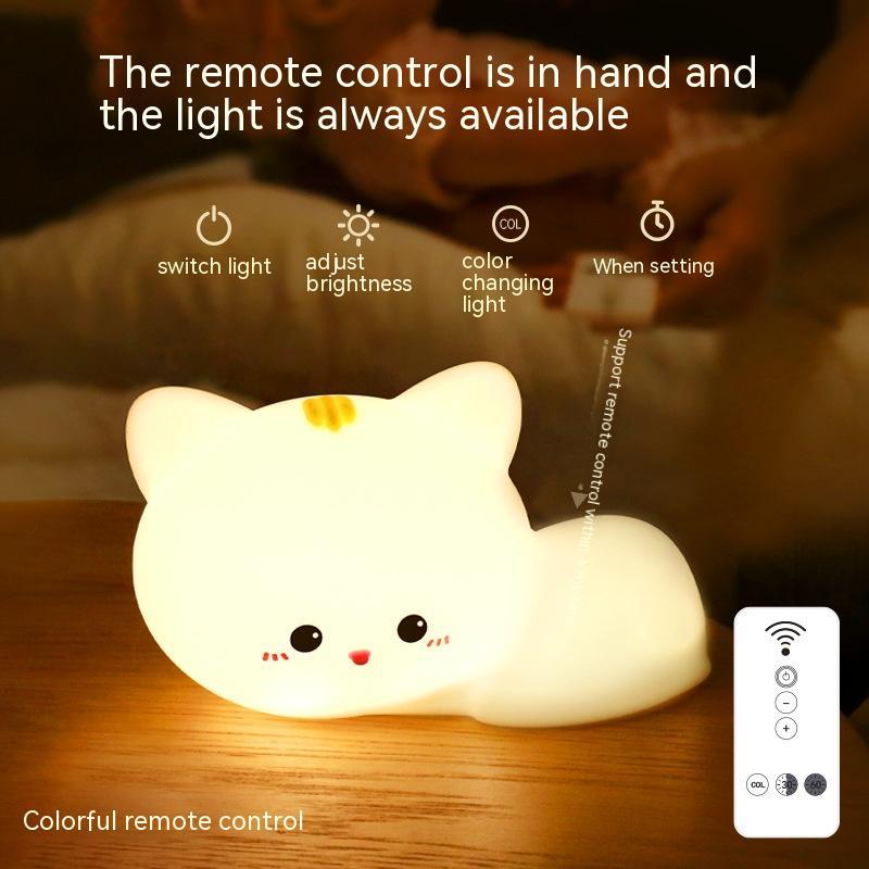 Soft Silicone Cat Night Light for Kids – Rechargeable LED Lamp with Touch Control 3
