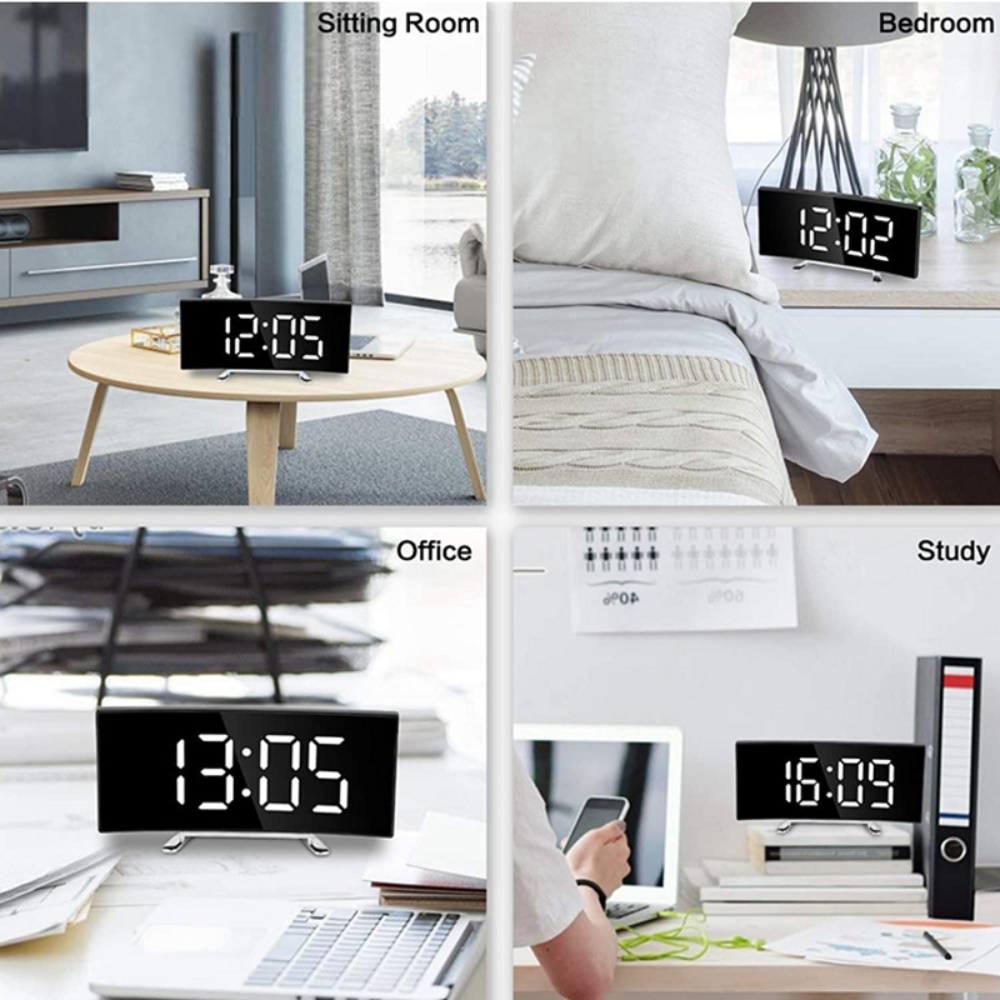 Curved LED Digital Alarm Clock with Dual Alarms and Temperature Display – Modern Design for Stylish Bedrooms 6
