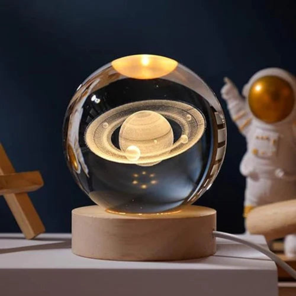 Illuminated Crystal Ball Night Light with Natural Wood Base – Warm White LED for Relaxation and Meditation 23