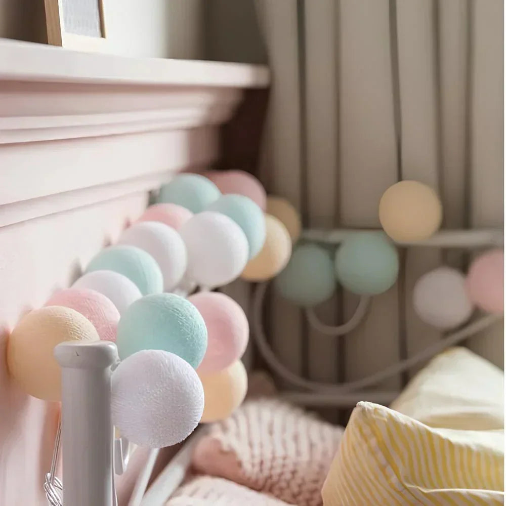 Cotton Ball String Lights – Soft Warm Lighting for Home Décor, USB or Battery Operated 5