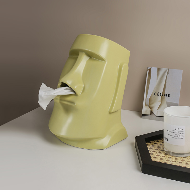 Nordic Ceramic Moai Tissue Holder – Sculptural Design for Modern Interiors 5