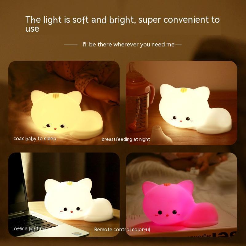 Soft Silicone Cat Night Light for Kids – Rechargeable LED Lamp with Touch Control 4