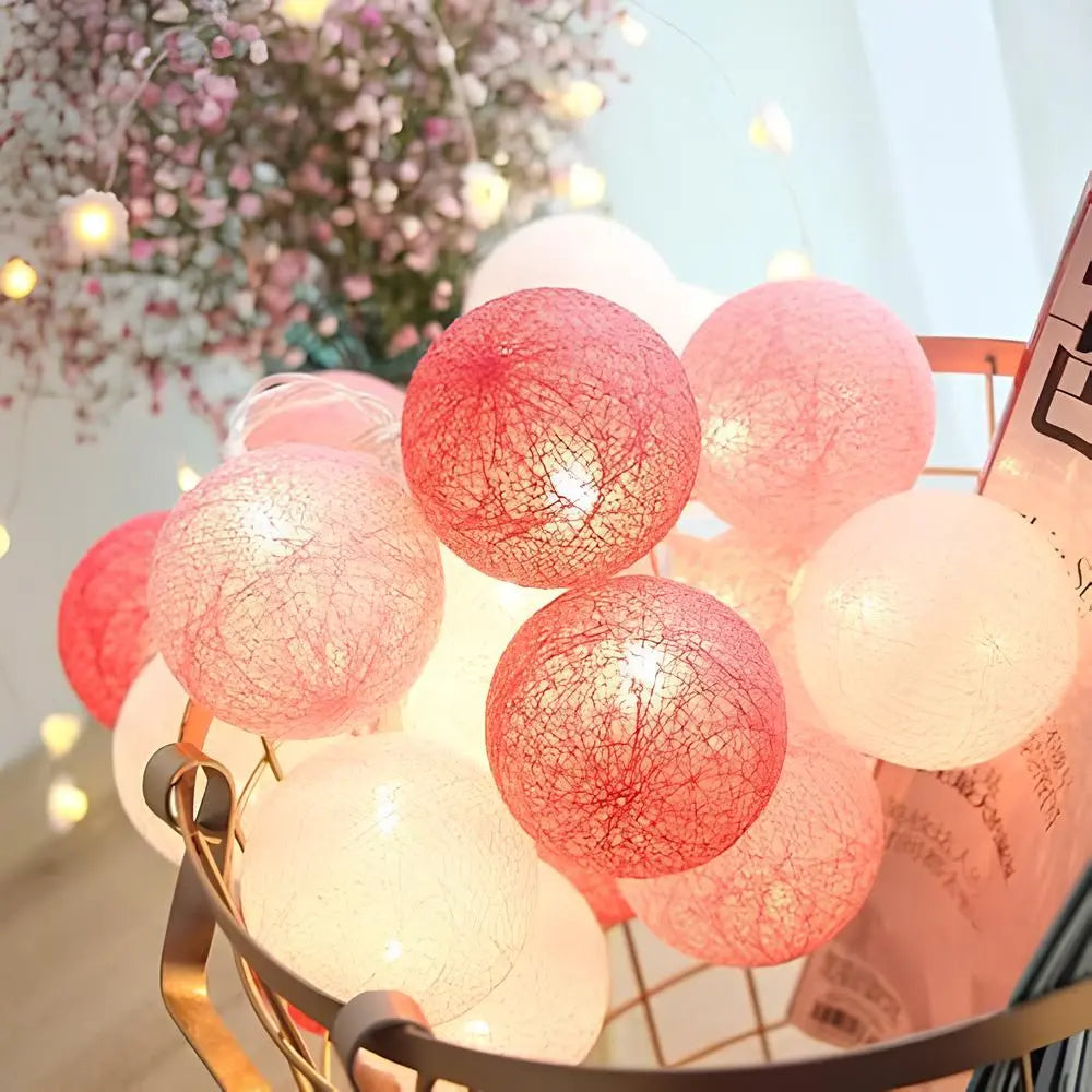 Cotton Ball String Lights – Soft Warm Lighting for Home Décor, USB or Battery Operated 16