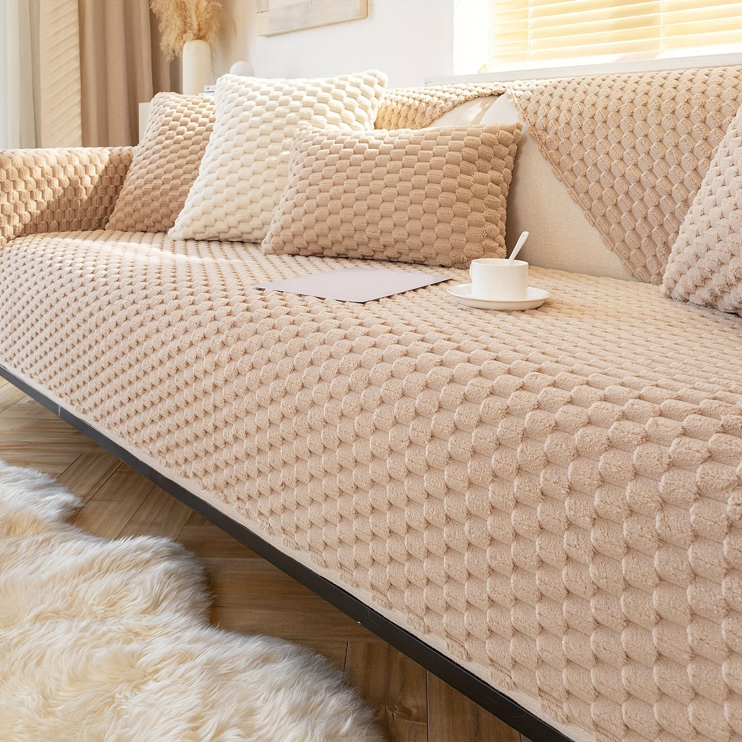 Sofaloom - Plüsch Samt Anti-Rutsch Sofabezug für eleganten Schutz