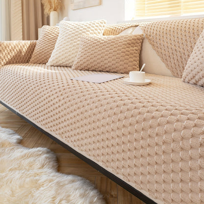 Sofaloom - Plüsch Samt Anti-Rutsch Sofabezug für eleganten Schutz