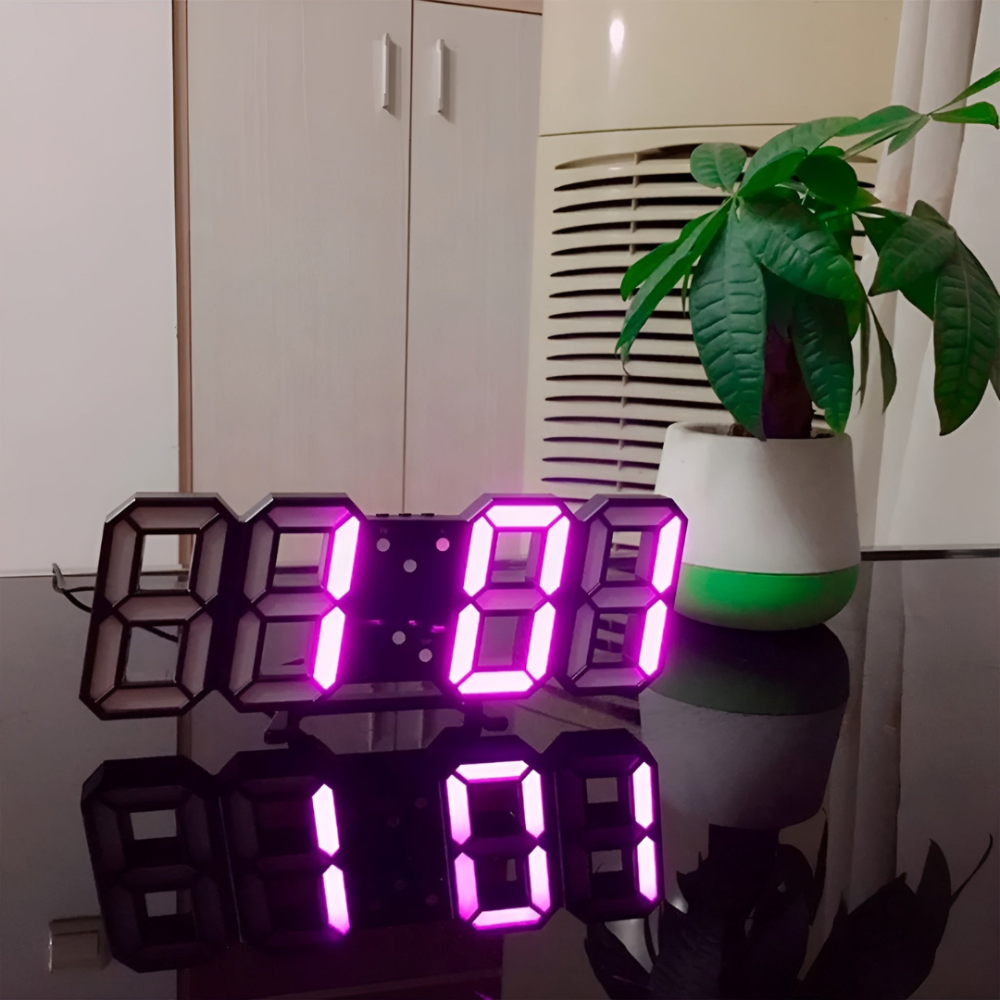 3D LED Digital Wanduhr - Futuristisches Design für moderne Räume