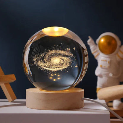 Illuminated Crystal Ball Night Light with Natural Wood Base – Warm White LED for Relaxation and Meditation 25