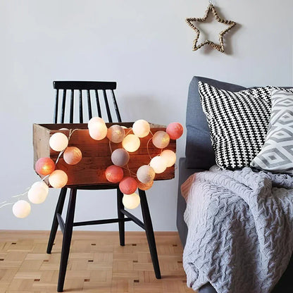 Cotton Ball String Lights – Soft Warm Lighting for Home Décor, USB or Battery Operated 3