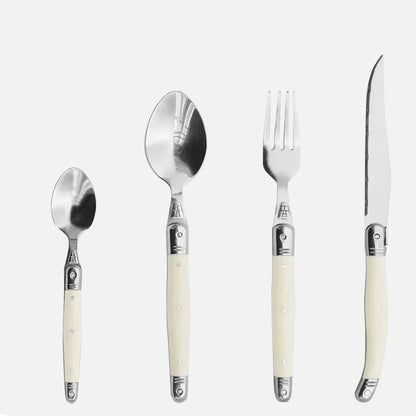 Timeless Laguiole Cutlery Set with Ivory Handles – 304 Stainless Steel, Elegant Dining Experience 24