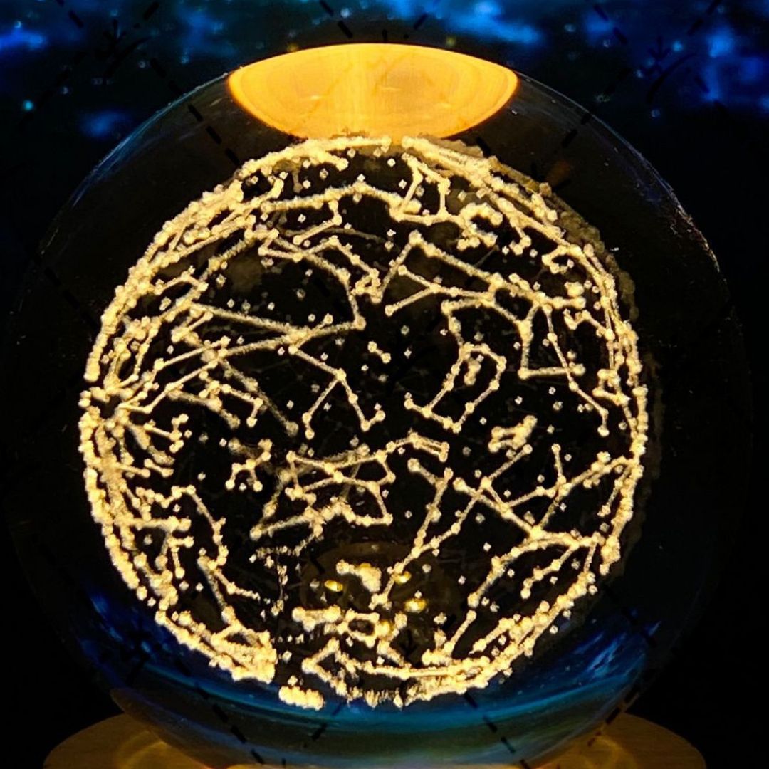 Illuminated Crystal Ball Night Light with Natural Wood Base – Warm White LED for Relaxation and Meditation 26