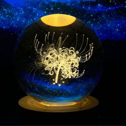Illuminated Crystal Ball Night Light with Natural Wood Base – Warm White LED for Relaxation and Meditation 39
