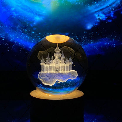 Illuminated Crystal Ball Night Light with Natural Wood Base – Warm White LED for Relaxation and Meditation 41