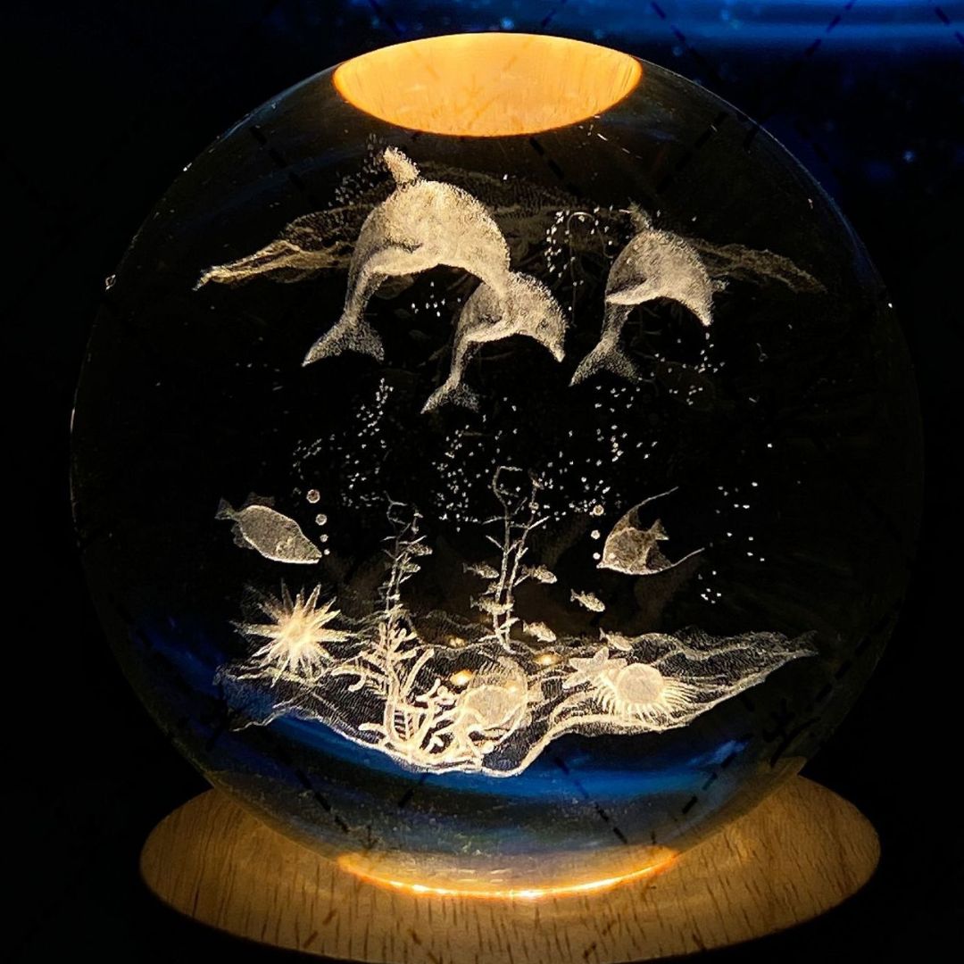 Illuminated Crystal Ball Night Light with Natural Wood Base – Warm White LED for Relaxation and Meditation 43
