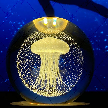 Illuminated Crystal Ball Night Light with Natural Wood Base – Warm White LED for Relaxation and Meditation 47