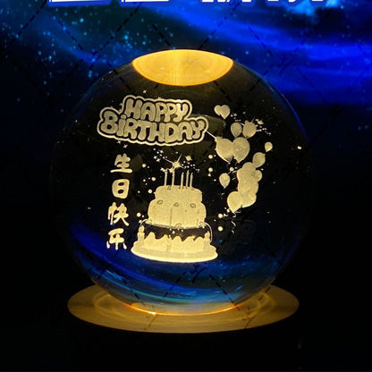 Illuminated Crystal Ball Night Light with Natural Wood Base – Warm White LED for Relaxation and Meditation 33