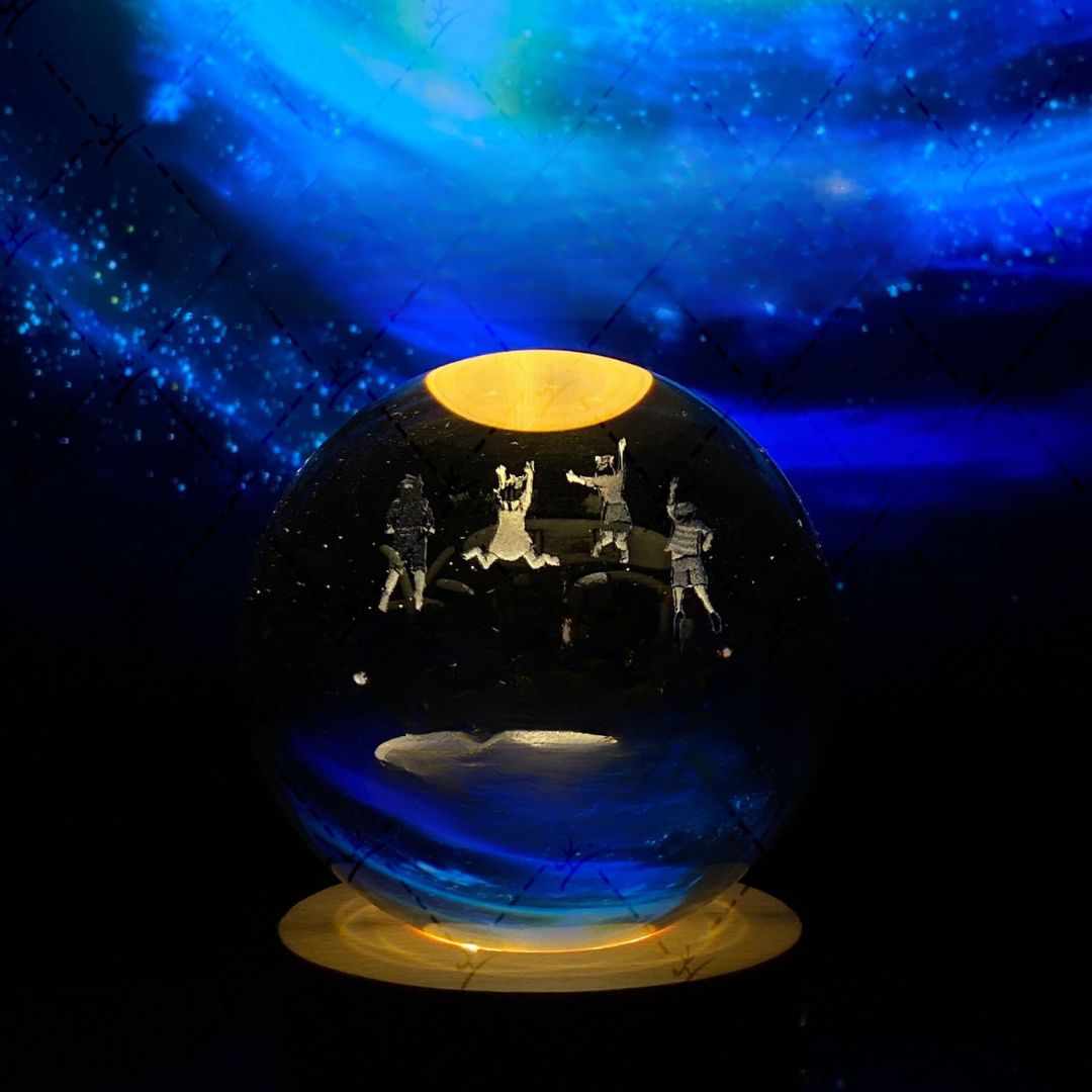 Illuminated Crystal Ball Night Light with Natural Wood Base – Warm White LED for Relaxation and Meditation 54