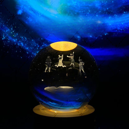 Illuminated Crystal Ball Night Light with Natural Wood Base – Warm White LED for Relaxation and Meditation 54