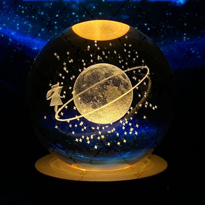 Illuminated Crystal Ball Night Light with Natural Wood Base – Warm White LED for Relaxation and Meditation 34