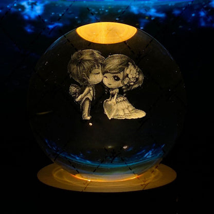 Illuminated Crystal Ball Night Light with Natural Wood Base – Warm White LED for Relaxation and Meditation 36
