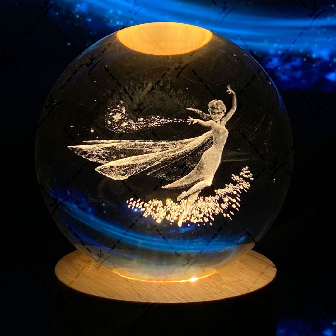 Illuminated Crystal Ball Night Light with Natural Wood Base – Warm White LED for Relaxation and Meditation 38