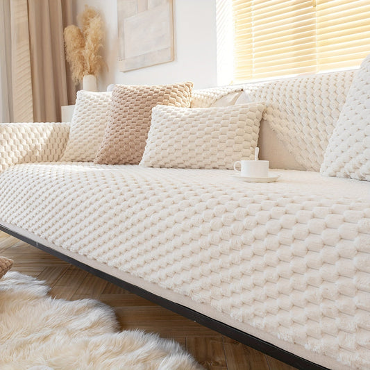 Sofaloom - Plüsch Samt Anti-Rutsch Sofabezug für eleganten Schutz