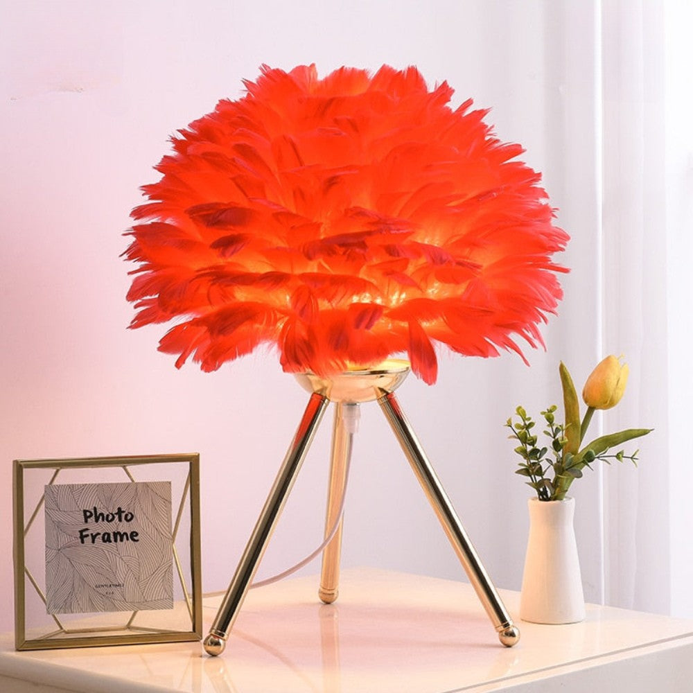 Elegant Ostrich Feather Table Lamp – Romantic Ambient Lighting for Home and Events 9