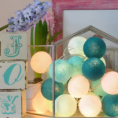 Cotton Ball String Lights – Soft Warm Lighting for Home Décor, USB or Battery Operated 9