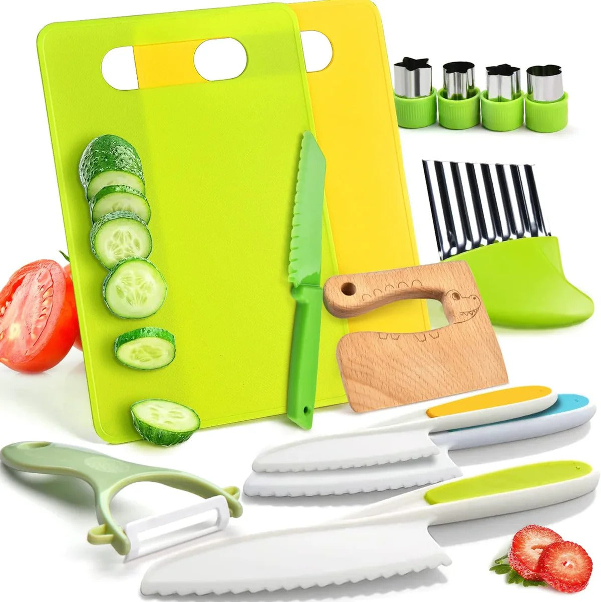 MiniChef Kids Kitchen Playset – Realistic Wooden Cooking Utensils and Food for Creative Role Play 8