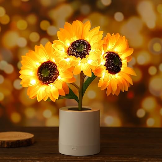 Sunflower-Inspired LED Lamp with Gentle Glow – Rechargeable Decorative Light 15