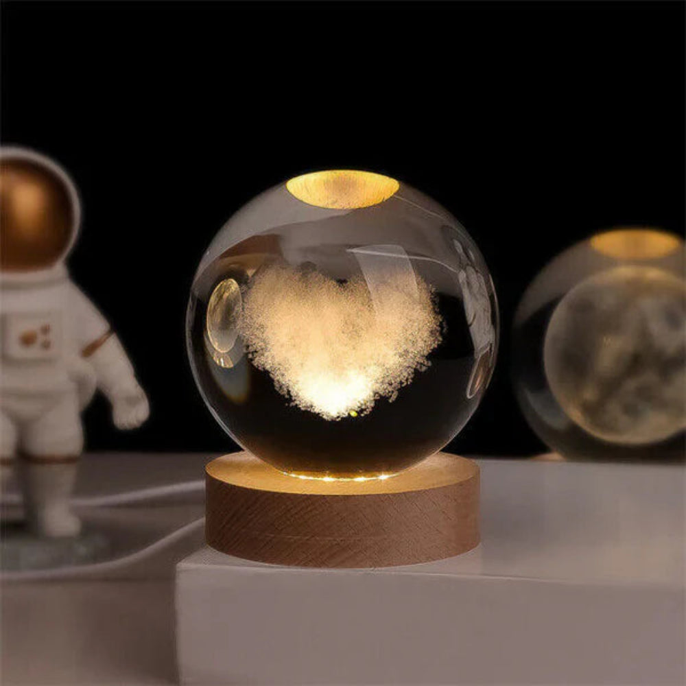 Illuminated Crystal Ball Night Light with Natural Wood Base – Warm White LED for Relaxation and Meditation 29