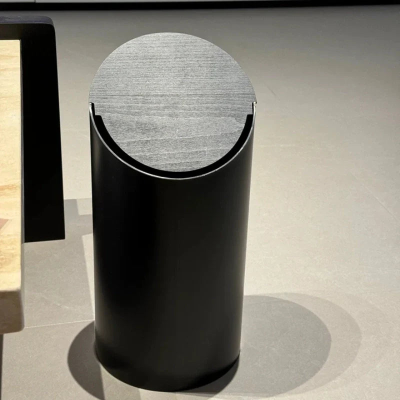 Minimalist Swing Trash Can with Wooden Lid – 9L Japandi Design for Home and Office 7