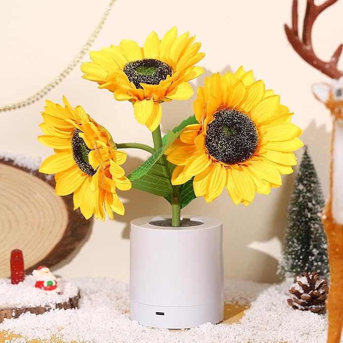 Sunflower-Inspired LED Lamp with Gentle Glow – Rechargeable Decorative Light 10