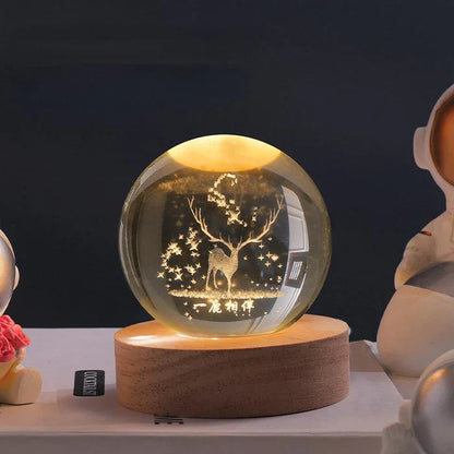 Illuminated Crystal Ball Night Light with Natural Wood Base – Warm White LED for Relaxation and Meditation 31