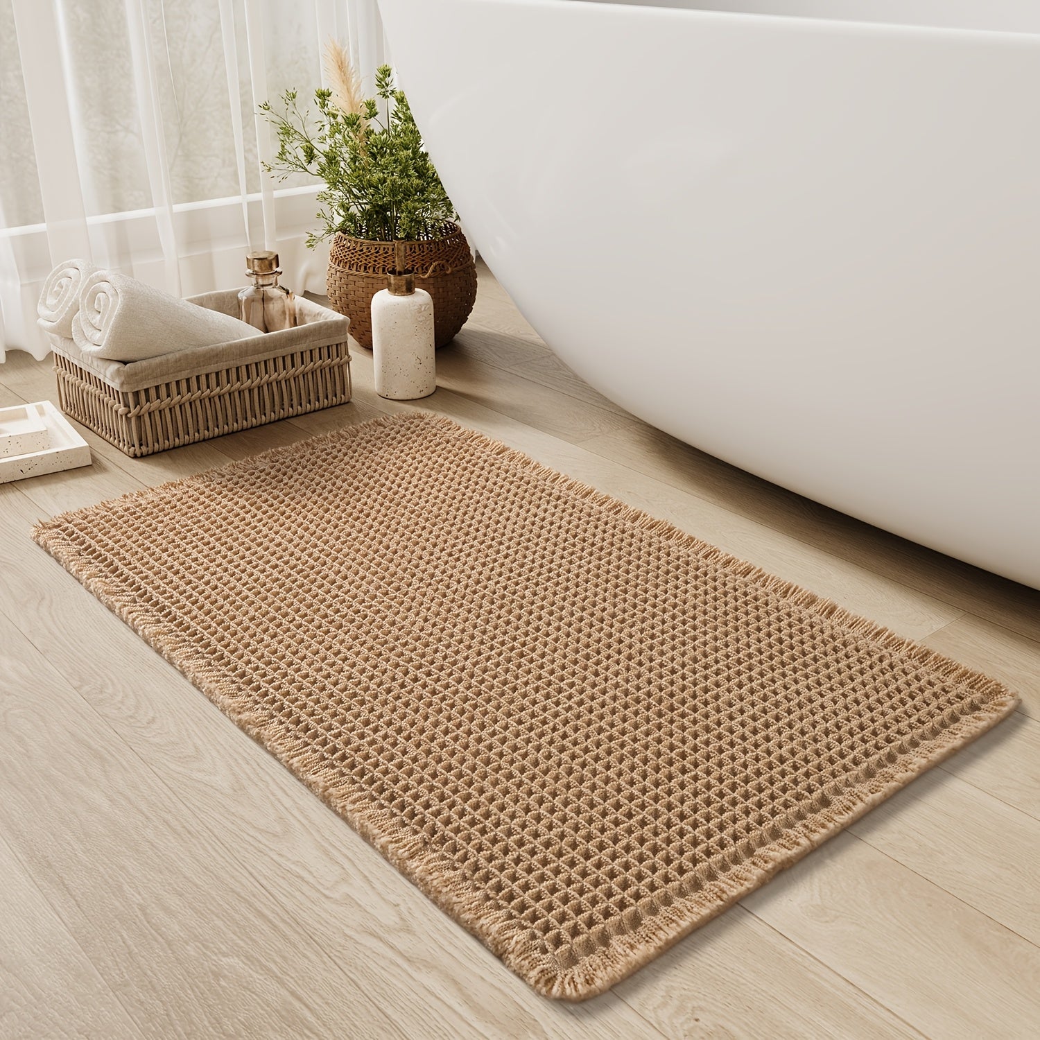 Ultra-Absorbent Waffle Cotton Bath Mat - Quick-Dry, Non-Slip, Soft and Durable 2