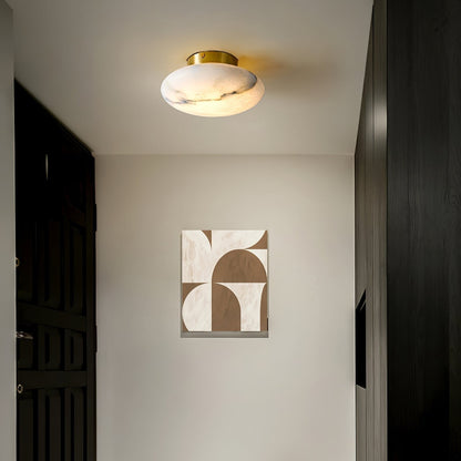 Elegant Oval Alabaster LED Ceiling Light with Brass and Metal Base – 3000K Warm White Lighting 12