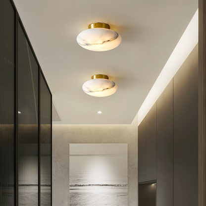 Elegant Oval Alabaster LED Ceiling Light with Brass and Metal Base – 3000K Warm White Lighting 4