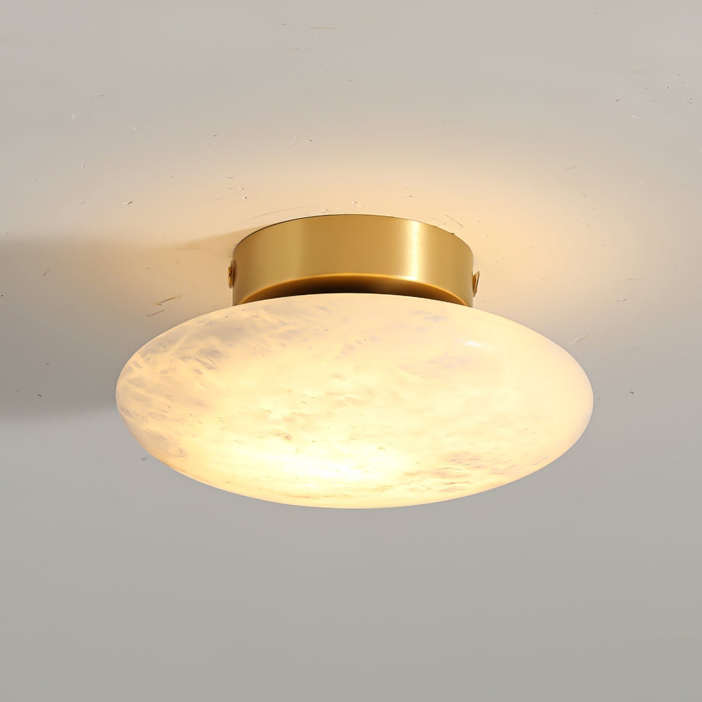 Elegant Oval Alabaster LED Ceiling Light with Brass and Metal Base – 3000K Warm White Lighting 16