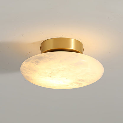Elegant Oval Alabaster LED Ceiling Light with Brass and Metal Base – 3000K Warm White Lighting 16