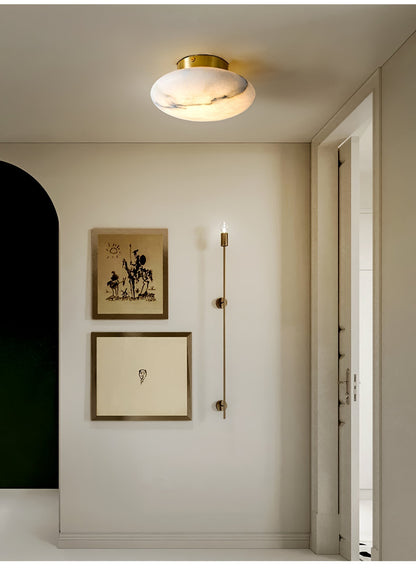 Elegant Oval Alabaster LED Ceiling Light with Brass and Metal Base – 3000K Warm White Lighting 14