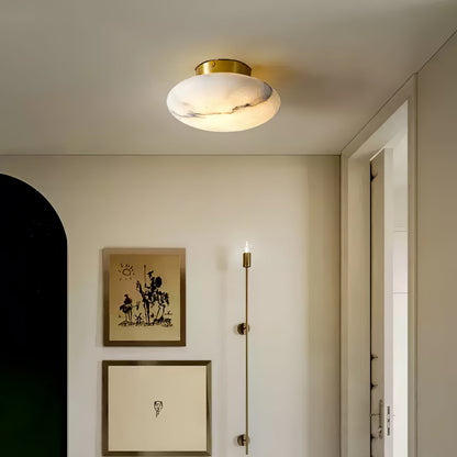 Elegant Oval Alabaster LED Ceiling Light with Brass and Metal Base – 3000K Warm White Lighting 2