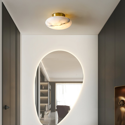 Elegant Oval Alabaster LED Ceiling Light with Brass and Metal Base – 3000K Warm White Lighting 7