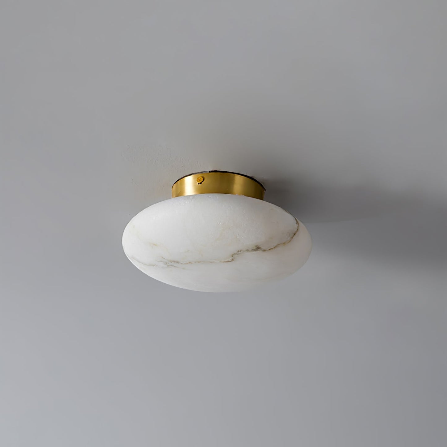 Elegant Oval Alabaster LED Ceiling Light with Brass and Metal Base – 3000K Warm White Lighting 8