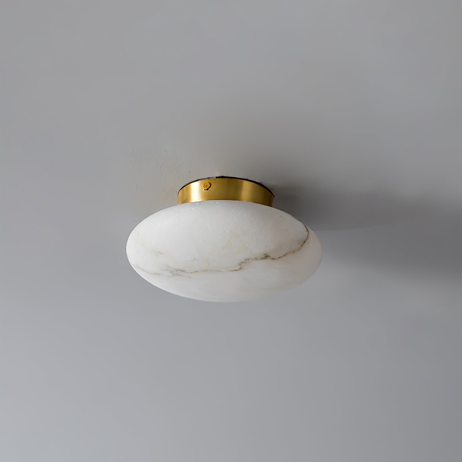Elegant Oval Alabaster LED Ceiling Light with Brass and Metal Base – 3000K Warm White Lighting 8