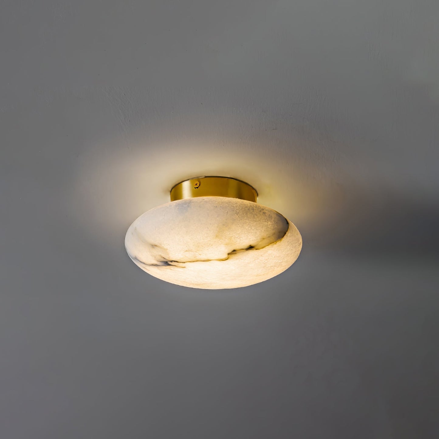 Elegant Oval Alabaster LED Ceiling Light with Brass and Metal Base – 3000K Warm White Lighting 9