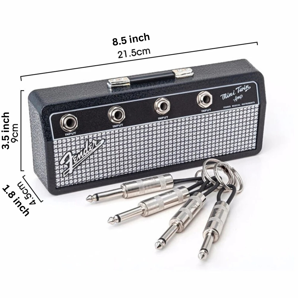 Guitar Amplifier Key Holder with Guitar Plug Keychains – Unique Wall Decor for Music Lovers 11
