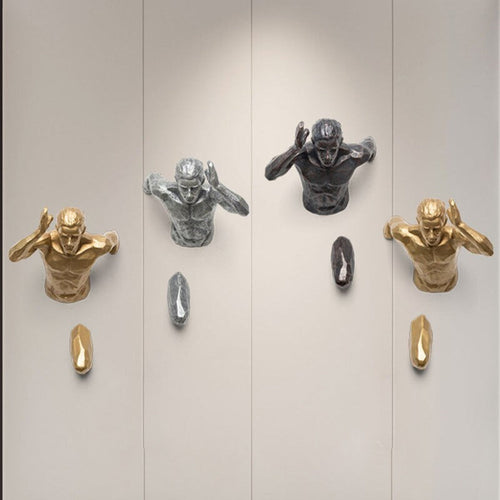 Wall-Mounted Running Man Sculpture – Modern Industrial Art for Dynamic Home Decor 1