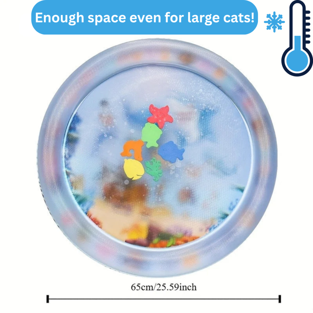 Interactive Cooling Water Mat for Cats – 2-in-1 Play and Chill Surface with Fun Floating Sea Creatures 4