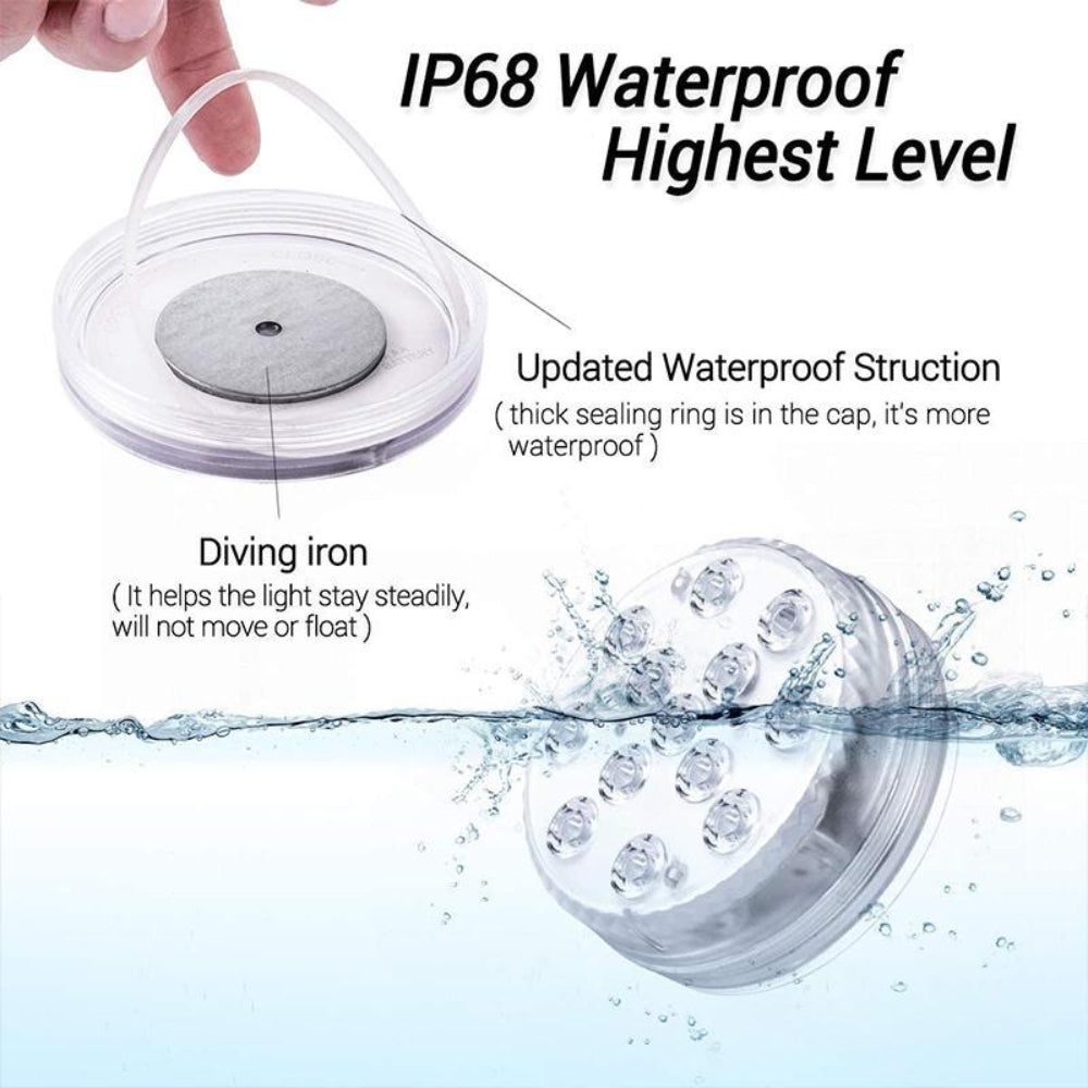 Waterproof LED Pool Light with Remote Control – Magnetic and Suction Mount for Indoor and Outdoor Use 3